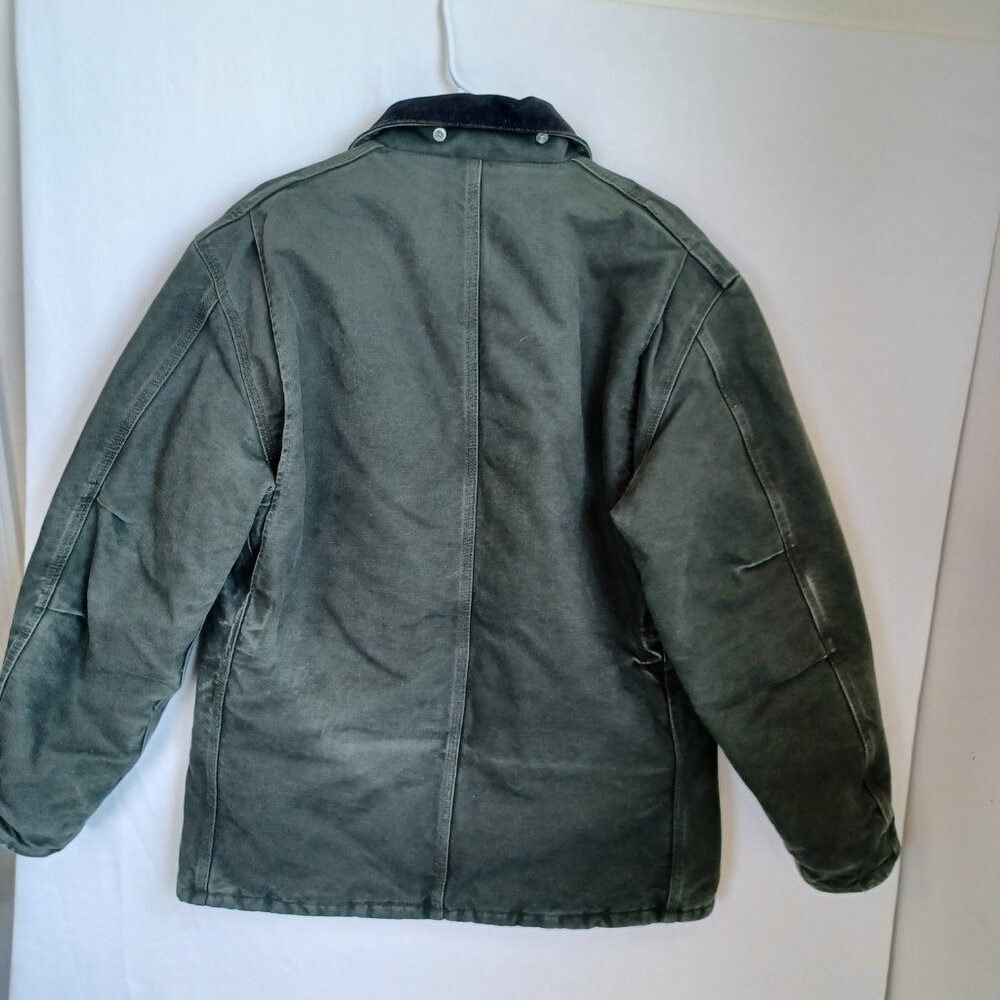 Carhartt Coat Dual Zip Canvas Chore Coat Corduroy Collar Jacket Mens size Medium - Picture 3 of 14